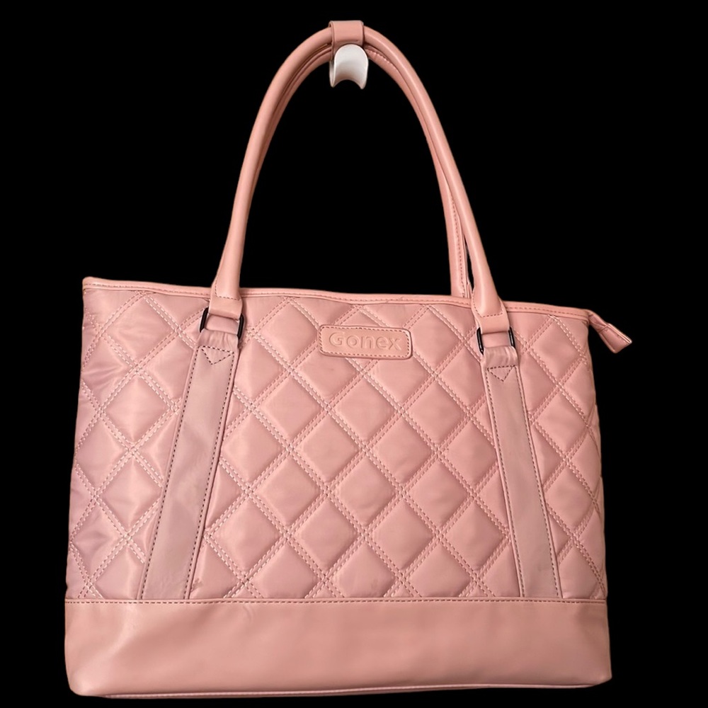 Gonex Quilted Nylon and Faux Leather Pink Carry All Baby Bag